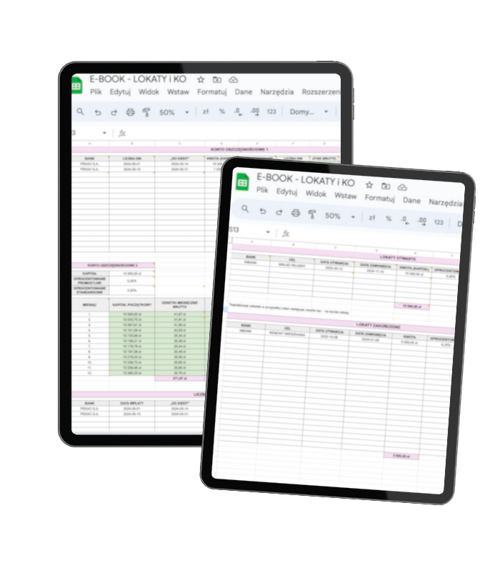 Tabelki, które ułatwią Ci zarządzanie oszczędnościami na lokatach oraz kontach oszczędnościowych