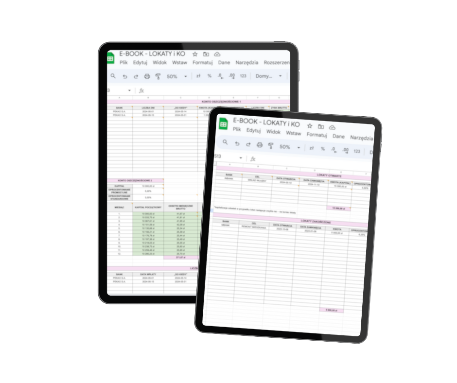 Tabelki, które ułatwią Ci zarządzanie oszczędnościami na lokatach oraz kontach oszczędnościowych